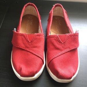 TOMS Toddler Slip On Canvas Red Shoes